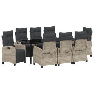 9 osaline aia söögikomplekt helehall polü rattan