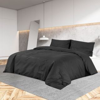 комплект постельного белья, черный, 260x220 см, легкий, микрофибра