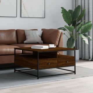 журнальный столик, коричневый дуб, 80x80x45 см, искусственное дерево