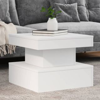Журнальный столик со светодиодной подсветкой, белый, 50 x 50 x 40 см