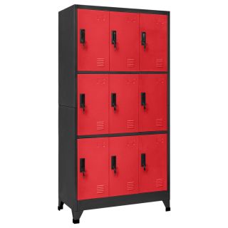 lukustatav hoiukapp, antratsiit, punane, 90x45x180 cm, teras