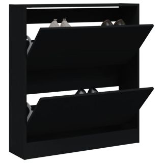 Тумба для обуви, черная, 80 x 21 x 87,5 см, искусственное дерево