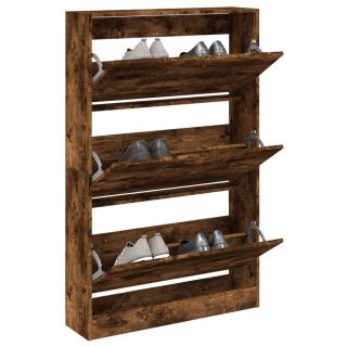 Тумба для обуви, копченый дуб, 80 x 21 x 125,5 см, искусственное дерево