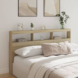 voodipeatsi kapp LED-tuledega, Sonoma tamm, 180 x 17 x 102 cm