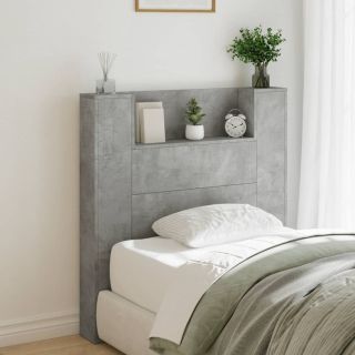voodipeatsi kapp LED-tuledega, betoonhall, 100x16,5x103,5 cm