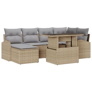 7-osaline aia diivani komplekt padjadega Beež polü rattan,2-kohaline aia diivan koos hoiustamisega ja padjadega Beež polü rattan