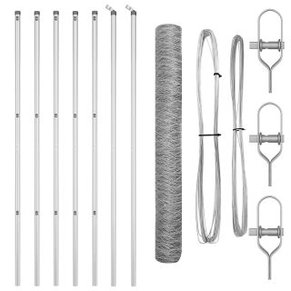 Kuusnurkne Aed 1x10 m Tsingitud Teras,Aia Postid 7 tk Ø32 mm 150 cm Tsingitud Teras