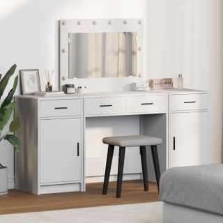 3-osaline tualettlauakomplekt LED-iga, valgest tehispuidust