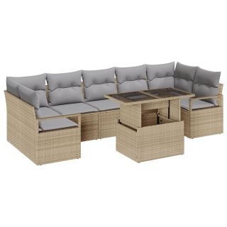 8-osaline aia diivanikomplekt padjaga beež polü rattan,2-kohaline aia diivan padjaga beež polü rattan
