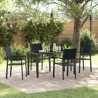 5-osaline aiadining komplekt Must Polü Rattan
