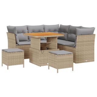 8-osaline Aia Sofakomplekt padjadega Beež Polü Rattan Akatsia,3-osaline Aia Söögikomplekt padjadega Beež Polü Rattan Akatsia