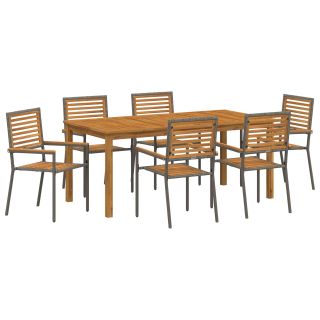 7-osaline aia söögikomplekt hall polü rattan akatsia