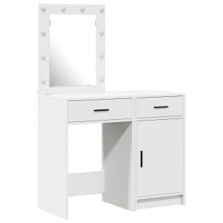 2-osaline WC-laudade komplekt LED-valgustusega, valge tehispuit