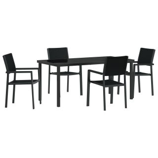 4-osaline aiaköögi komplekt Must poly rattan