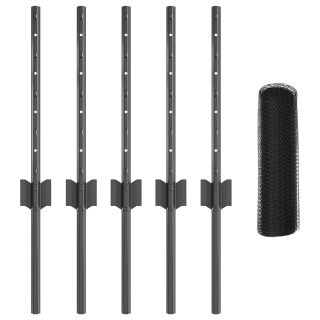 Aedapostid 5 tk U-kanal Hall 40 cm Teras,Kuusnurksed aed Hall 0,4x10 m Teras