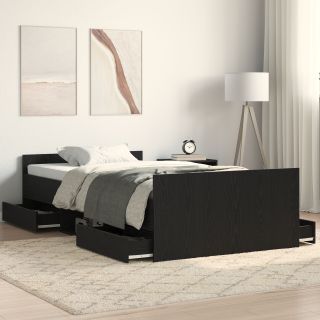 Voodiraam ilma madratsita Must tamm 100x200 cm Tehispuit