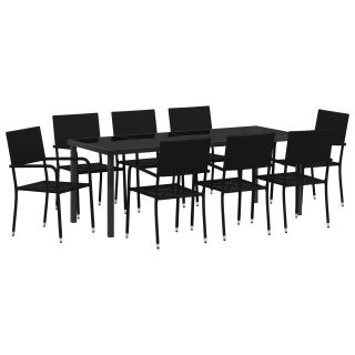9-osaline aiapinkade komplekt Must polü rattan