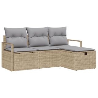 4-osaline aia sofa komplekt padjadega beež polürotang