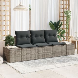 3-osaline aia diivanikomplekt patjadega hall polü rattan