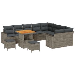 12-osaline aiadiivanikomplekt padjadega hall polü rattan,3-osaline aiaga õhtusöögikomplekt padjadega hall polü rattan