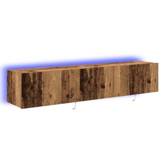 TV seina kapid LED-valgustitega 2 tk Vana puit 80x35x31 cm