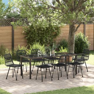 9-osaline Aiamööbli Komplekt Must Polü Rattan