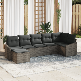 7-osaline aia söögikomplekt padjadega Hall polü rattan