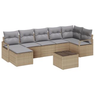 8-osaline Ai Sofa Komplekts Padjadega Must Polü Rotang,2-kohaline Ai Sofa Padjadega Beež Polü Rotang