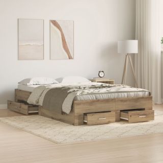 Voodi Raam Sahtlitega tammepuidust 120x200 cm tehispuidust