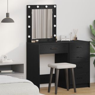 kostüümilaud LED valgustusega Must tamm 50x41x135 cm
