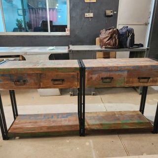 Konsoollaud sahtlitega 160x33x75 cm Tugev taaskasutatud puit