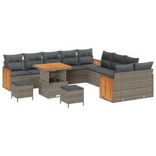 13 Tükine Aia Diivanikomplekt Padjadega Hall Polü Rattan Acacia,2-Kohtne Aia Diivan Padjadega Hall Polü Rattan,3 Tükine Aia Söögikomplekt Padjadega Hall Polü Rattan Acacia