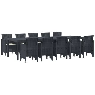 11-osaline Aia Söögilaud Padjadega Antratsiit Polürotang,Aialaud Antratsiit 150x100x73 cm Polürotang,Aia Toolid Padjadega 2 tk Antratsiit Polürotang,Aia Toolid Padjadega 4 tk Antratsiit Polürotang