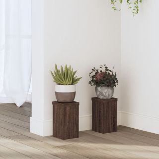 подставки для растений 2 шт., коричневый дуб, 10x10x18 см, искусственное дерево