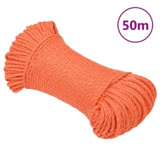 рабочая веревка, оранжевая, 6 мм, 50 м, полипропилен