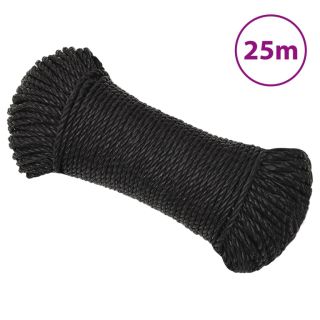 рабочая веревка, черная, 3 мм 25 м, полипропилен