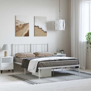 metallist voodiraam peatsiga, valge, 135x190 cm