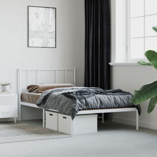 metallist voodiraam peatsiga, valge, 107x203 cm