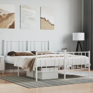 металлический каркас кровати с изголовьем и изножьем, белый, 140 x 200 см