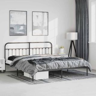 metallist voodiraam peatsiga, must, 183x213 cm