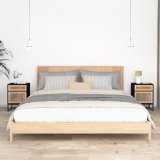 тумбочки прикроватные 2 шт., черные, 40 x 30 x 55,5 см, искусственное дерево и железо