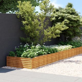 taimekast, 1150 x 100 x 36 cm, Corten-teras
