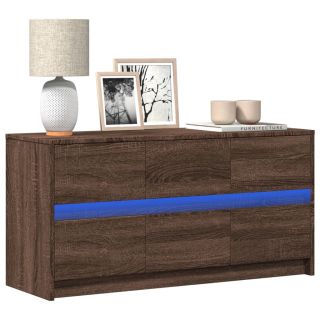 telerikapp LED-tuledega, pruun tamm, 100x34x50 cm, tehispuit