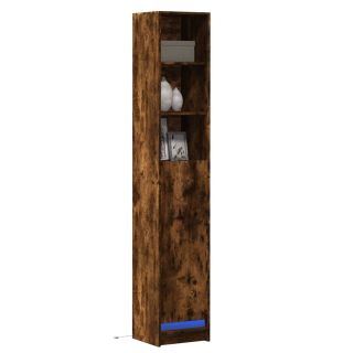puhvetkapp LED-tulega suitsutatud tamm 36x32,5x200 cm tehispuit