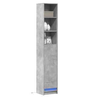 puhvetkapp LED-tulega, betoonhall, 36x32,5x200 cm, tehispuit