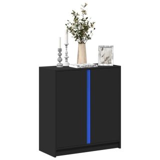 puhvetkapp LED-tulega, must, 77x34x85 cm, tehispuit