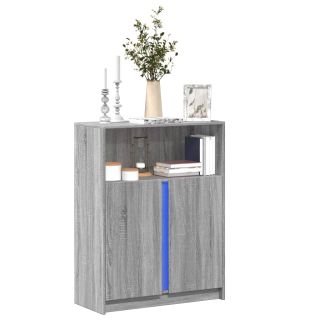 puhvetkapp LED-tulega, hall Sonoma tamm, 77x34x100 cm tehispuit