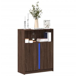 puhvetkapp LED-tulega, pruun tamm, 77 x 34 x 100 cm, tehispuit