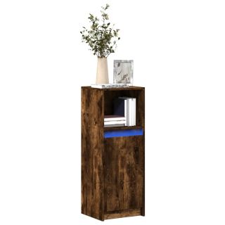 puhvetkapp LED-tulega, suitsutatud tamm, 38x34x100 cm tehispuit