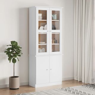 klaasustega vitriinkapp valge ALTA, 77x35x186,5 cm, männipuit